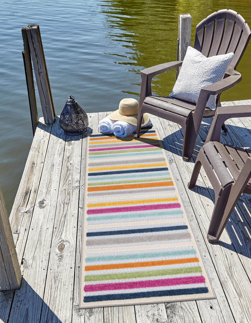 Bahama Breeze Outdoor Collection Area Rug - Exuma Runner Gray lifestyle 155