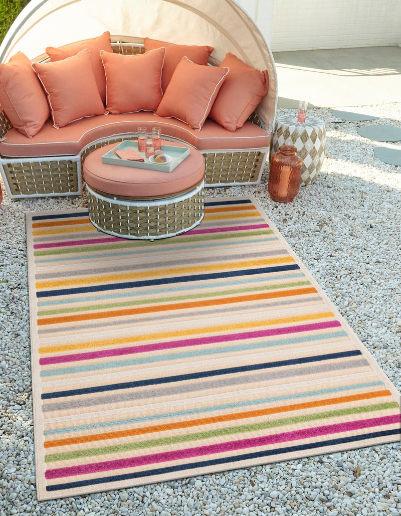 Bahama Breeze Outdoor Collection Area Rug - Exuma Rectangle Beige lifestyle 5