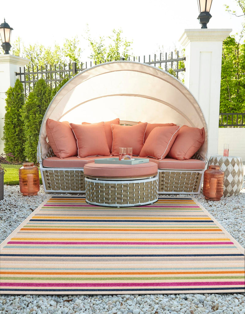 Bahama Breeze Outdoor Collection Area Rug - Exuma Rectangle Beige lifestyle 8
