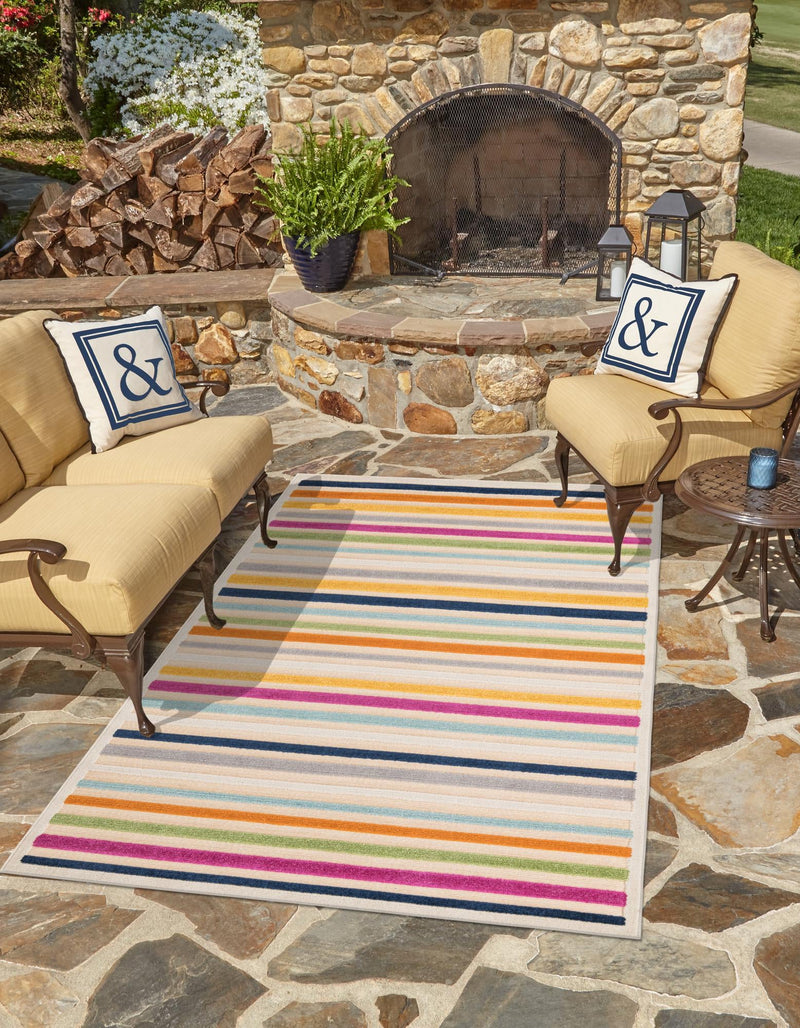 Bahama Breeze Outdoor Collection Area Rug - Exuma Rectangle Beige lifestyle 23