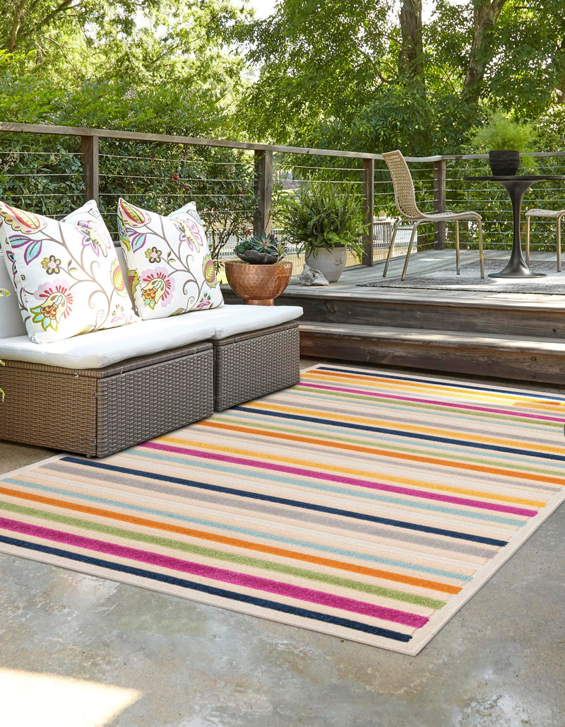 Bahama Breeze Outdoor Collection Area Rug - Exuma Rectangle Beige lifestyle 39