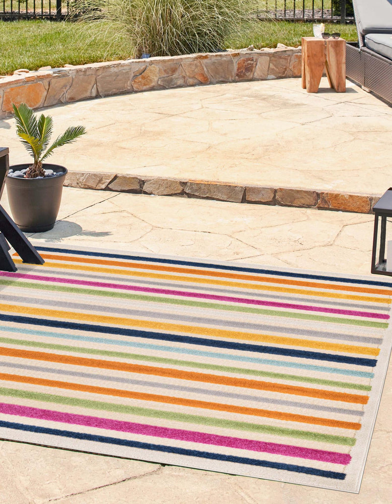 Bahama Breeze Outdoor Collection Area Rug - Exuma Square Beige lifestyle 74