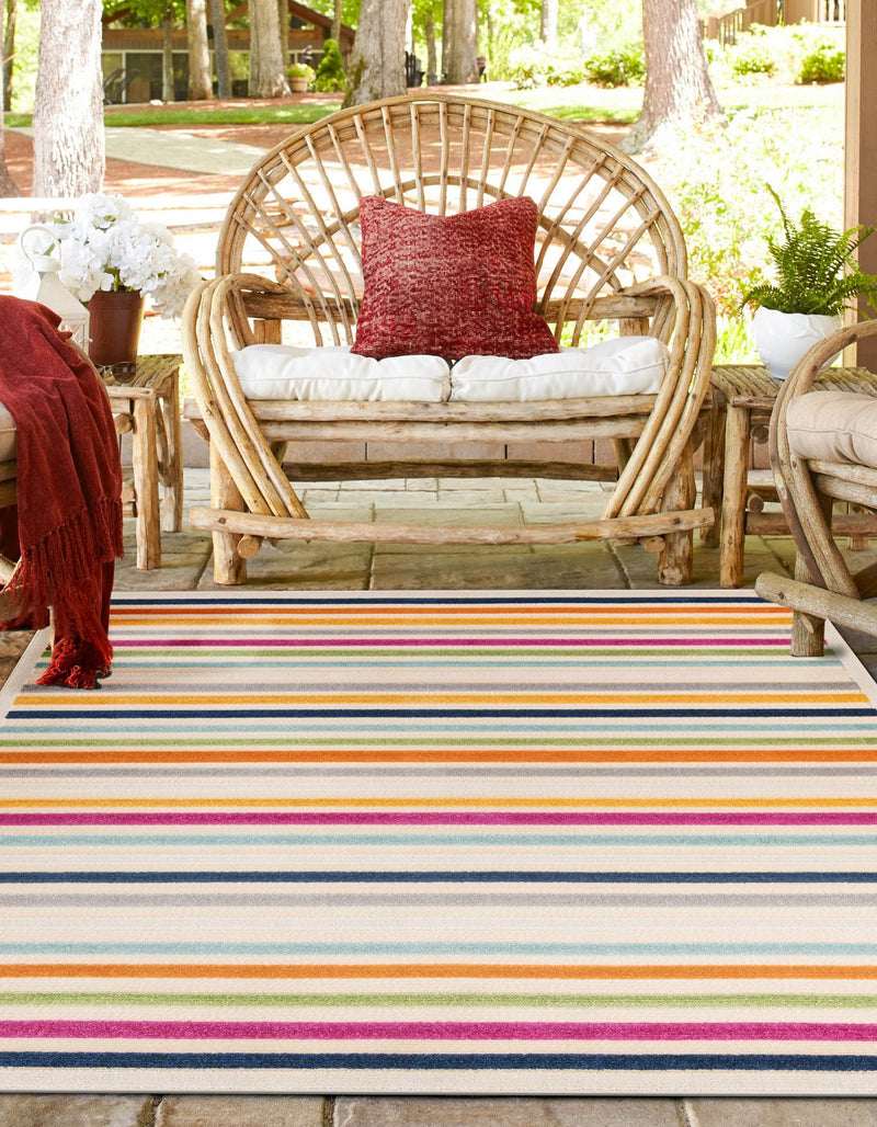 Bahama Breeze Outdoor Collection Area Rug - Exuma Square Beige lifestyle 116