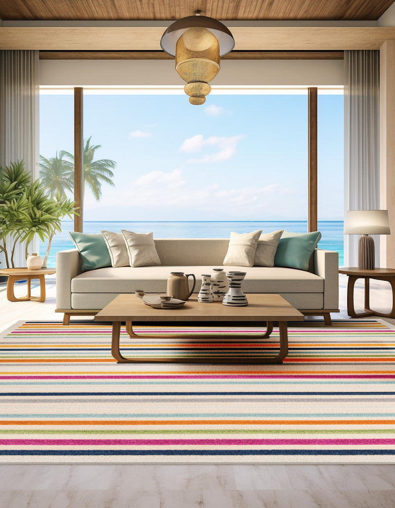 Bahama Breeze Outdoor Collection Area Rug - Exuma Square Beige lifestyle 126