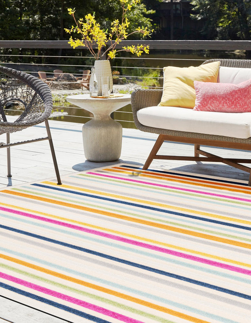 Bahama Breeze Outdoor Collection Area Rug - Exuma Square Beige lifestyle 136