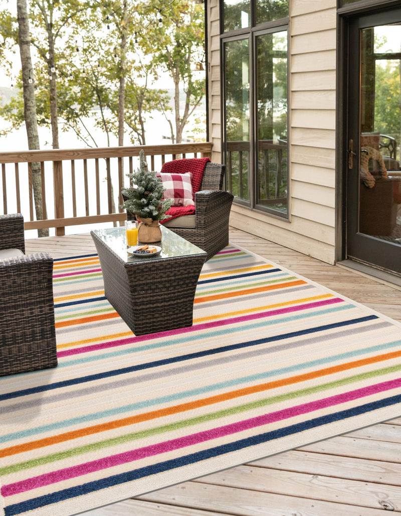 Bahama Breeze Outdoor Collection Area Rug - Exuma Square Beige lifestyle 156