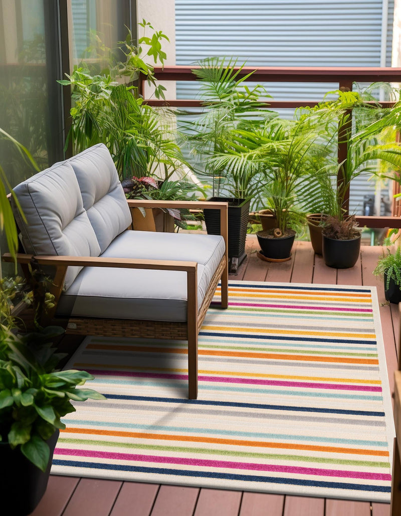 Bahama Breeze Outdoor Collection Area Rug - Exuma Square Beige lifestyle 176