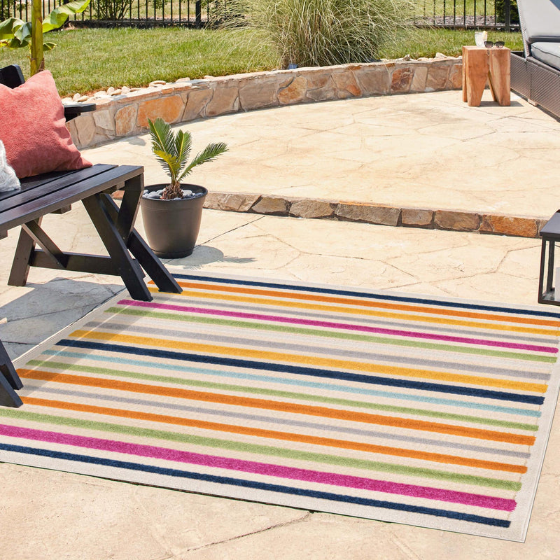 Bahama Breeze Outdoor Collection Area Rug - Exuma Square Beige lifestyle 110