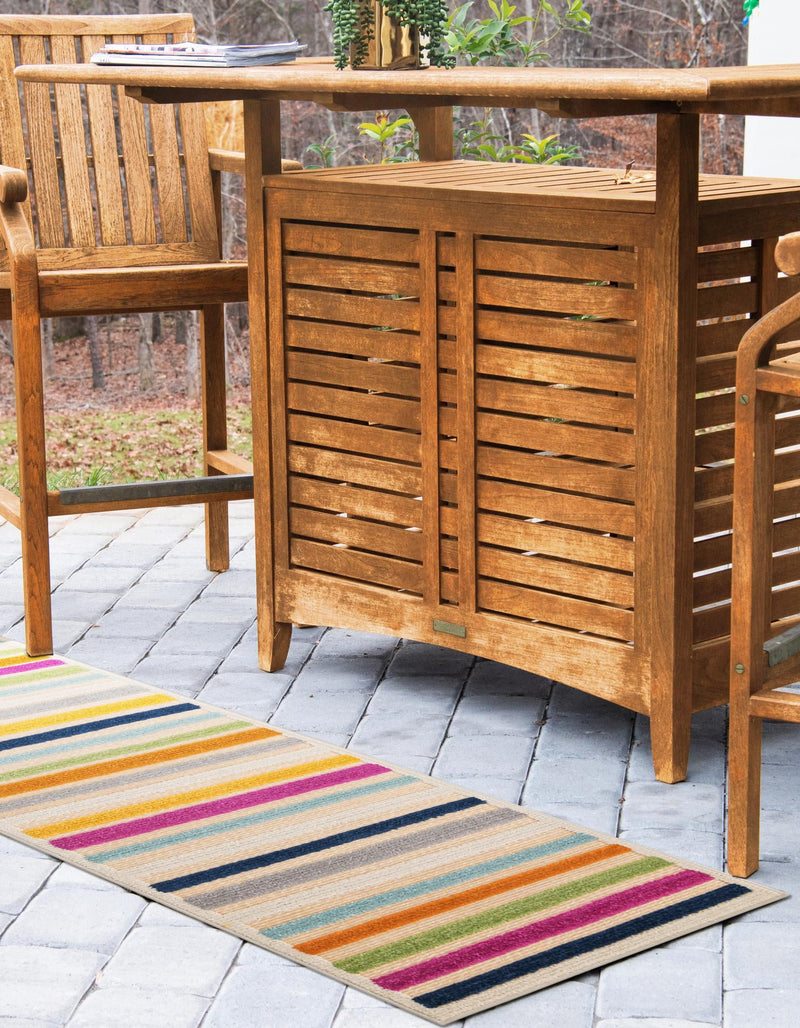 Bahama Breeze Outdoor Collection Area Rug - Exuma Runner Beige lifestyle 158