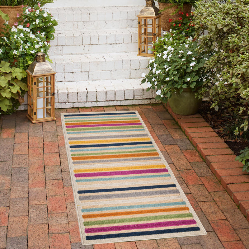 Bahama Breeze Outdoor Collection Area Rug - Exuma Runner Beige lifestyle 111