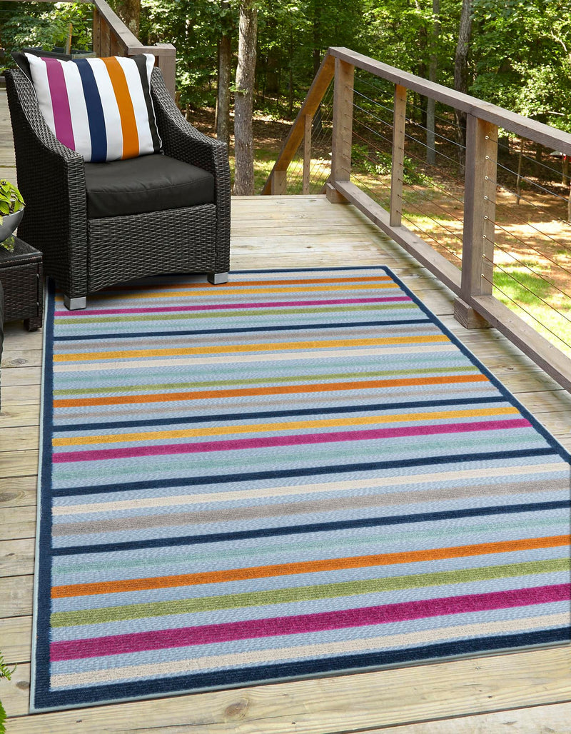 Bahama Breeze Outdoor Collection Area Rug - Exuma Rectangle Blue lifestyle 6