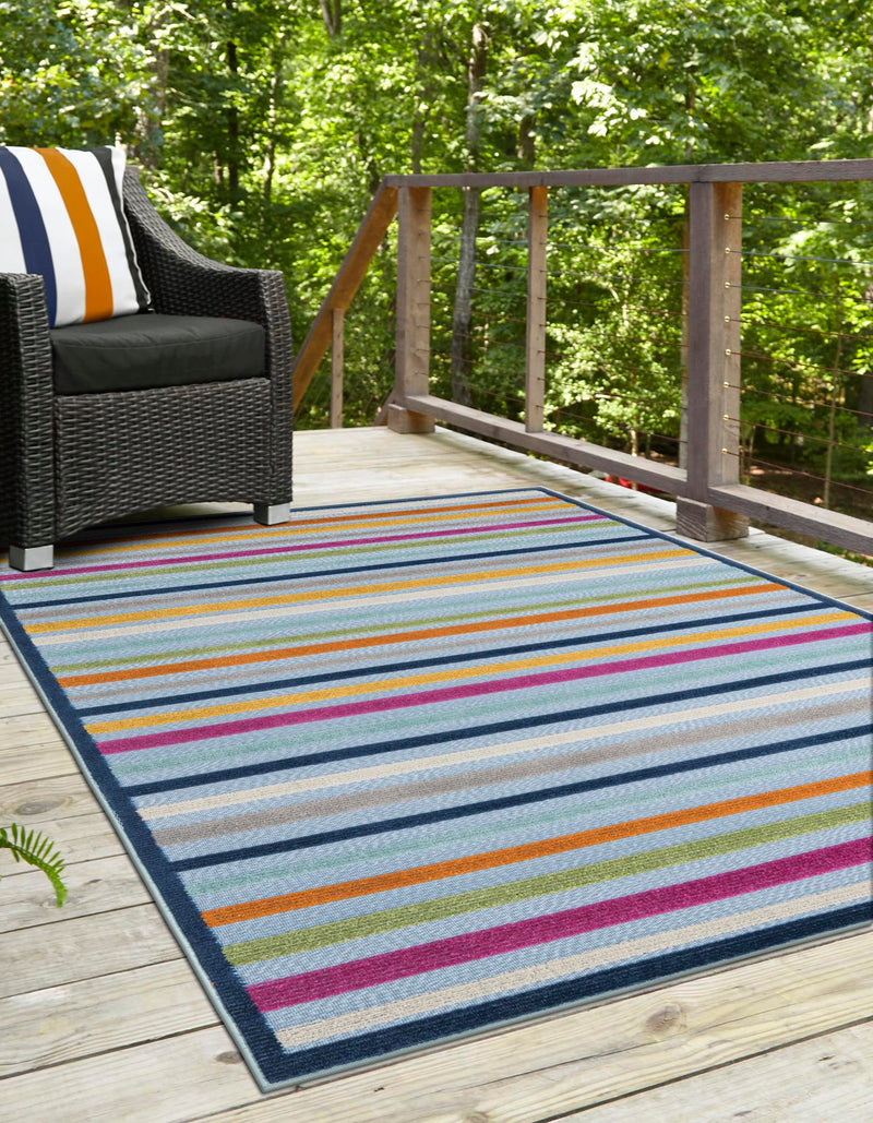 Bahama Breeze Outdoor Collection Area Rug - Exuma Rectangle Blue lifestyle 9