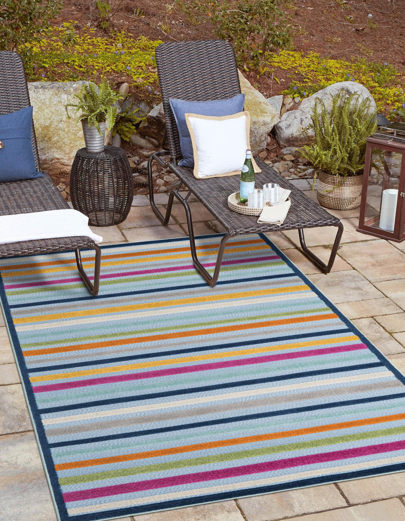 Bahama Breeze Outdoor Collection Area Rug - Exuma Rectangle Blue lifestyle 24