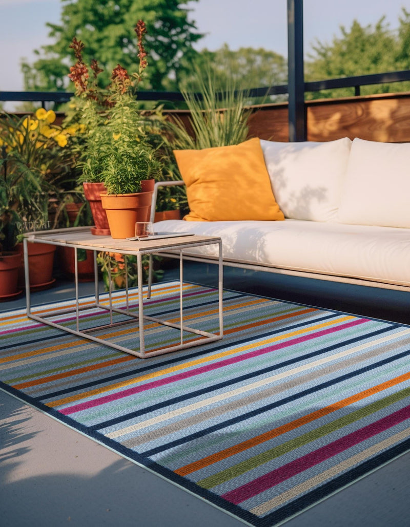 Bahama Breeze Outdoor Collection Area Rug - Exuma Rectangle Blue lifestyle 40