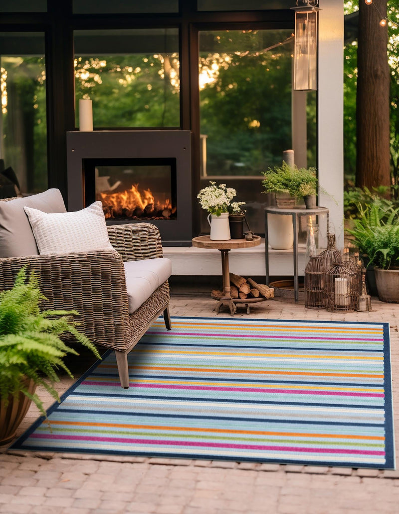 Bahama Breeze Outdoor Collection Area Rug - Exuma Square Blue lifestyle 139