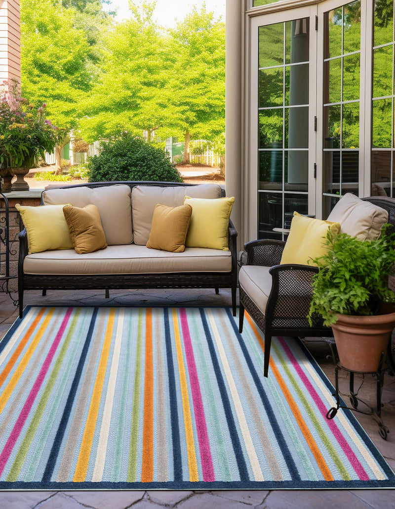 Bahama Breeze Outdoor Collection Area Rug - Exuma Square Blue lifestyle 159