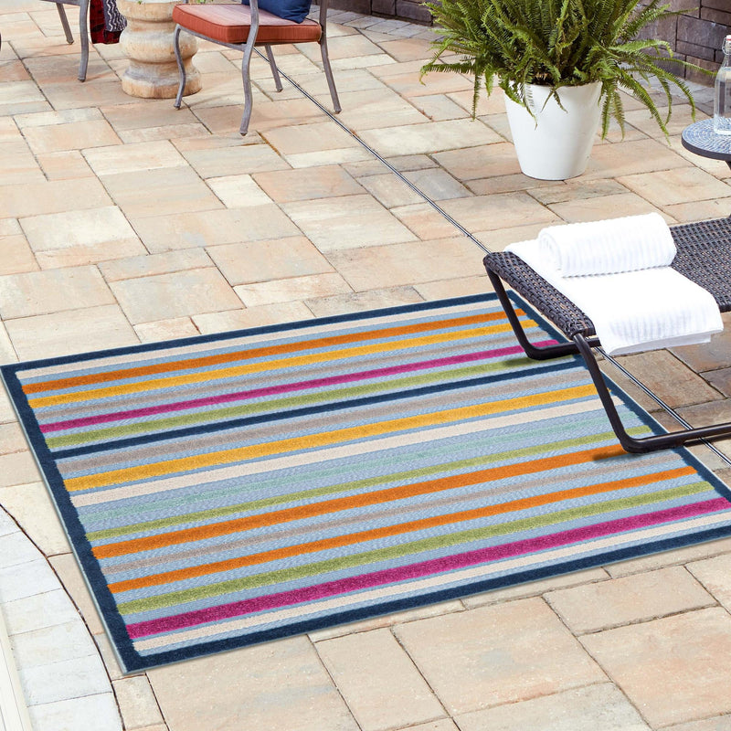 Bahama Breeze Outdoor Collection Area Rug - Exuma Square Blue lifestyle 100