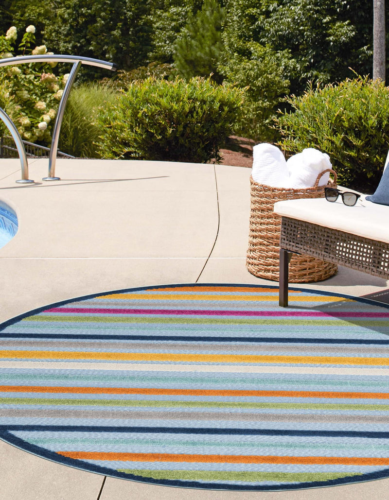 Bahama Breeze Outdoor Collection Area Rug - Exuma Round Blue lifestyle 77