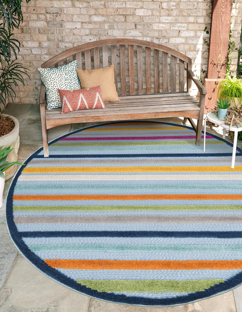 Bahama Breeze Outdoor Collection Area Rug - Exuma Round Blue lifestyle 120