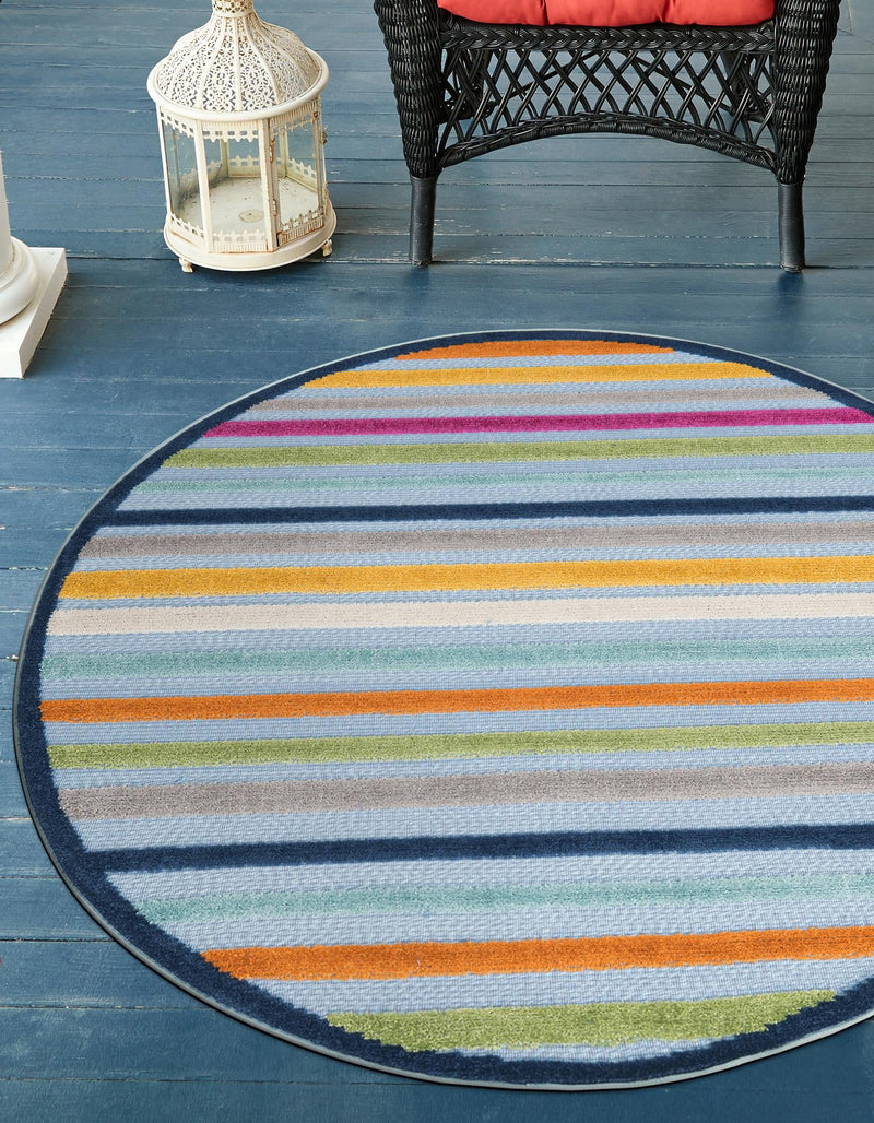 Bahama Breeze Outdoor Collection Area Rug - Exuma Round Blue lifestyle 160