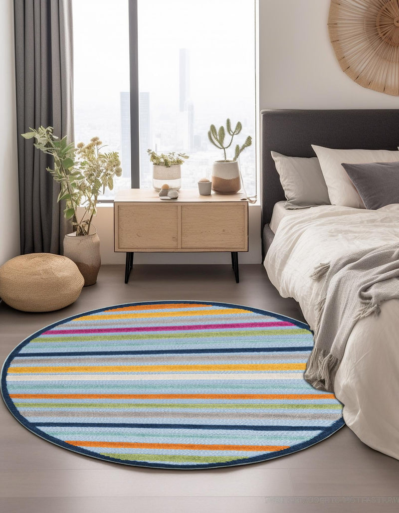 Bahama Breeze Outdoor Collection Area Rug - Exuma Round Blue lifestyle 170