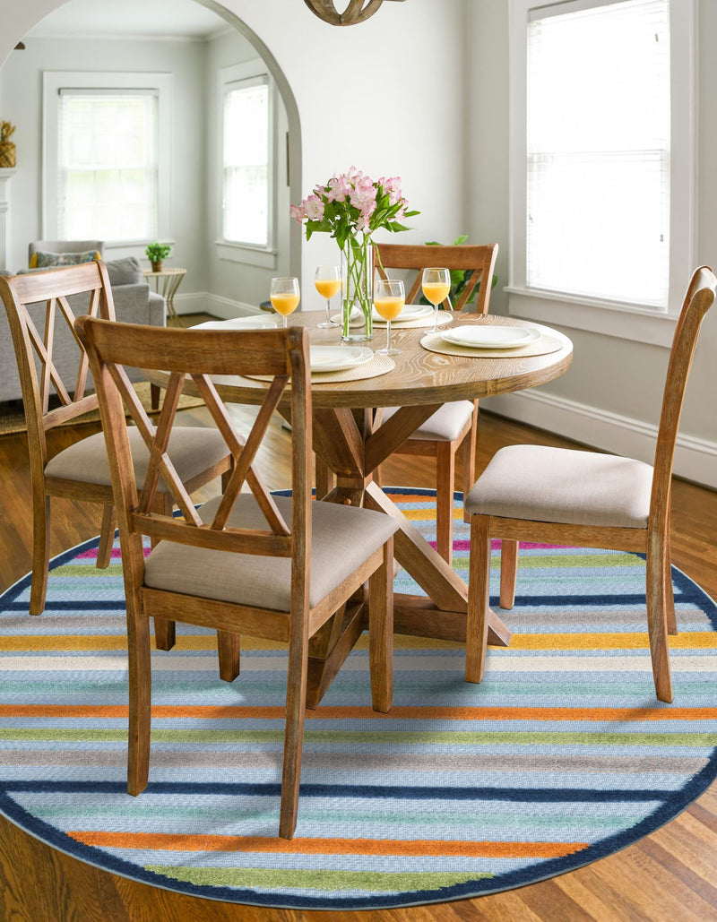 Bahama Breeze Outdoor Collection Area Rug - Exuma Round Blue lifestyle 190