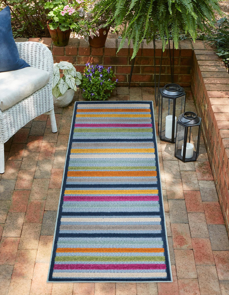 Bahama Breeze Outdoor Collection Area Rug - Exuma Runner Blue lifestyle 78