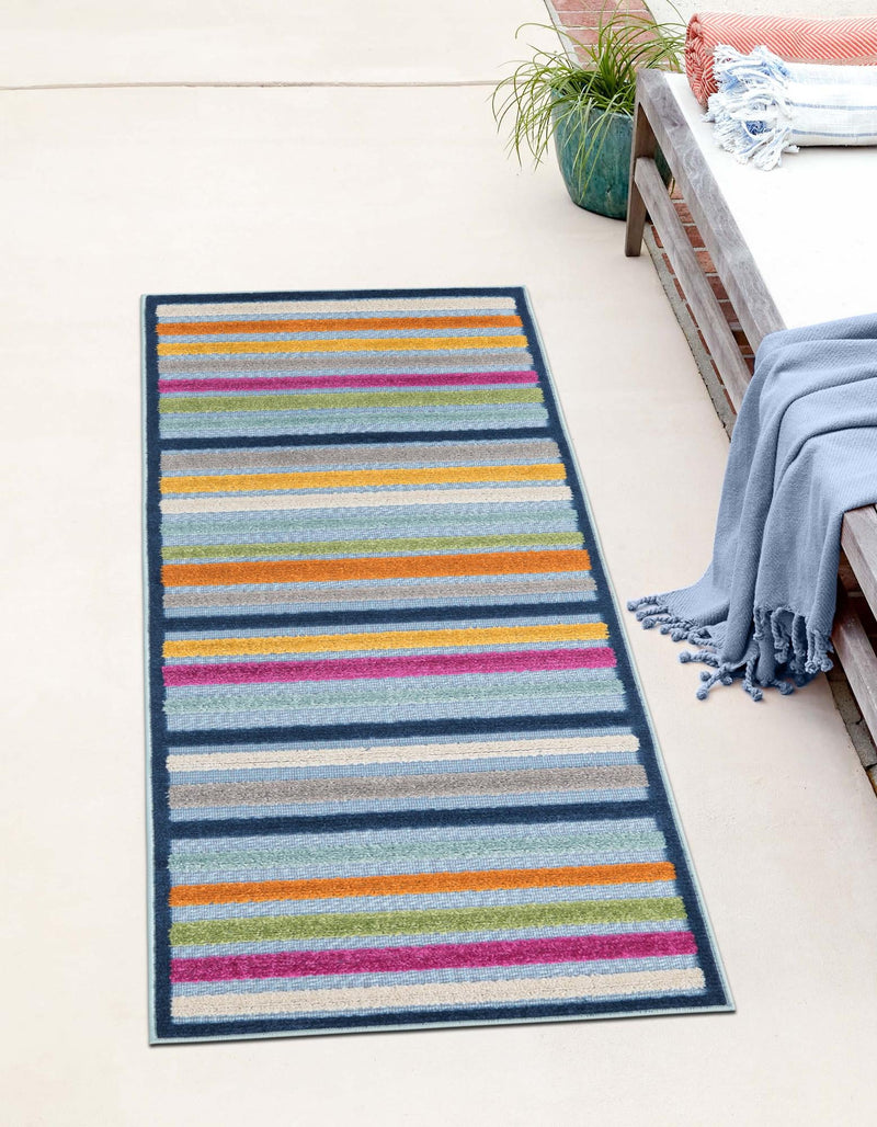 Bahama Breeze Outdoor Collection Area Rug - Exuma Runner Blue lifestyle 123