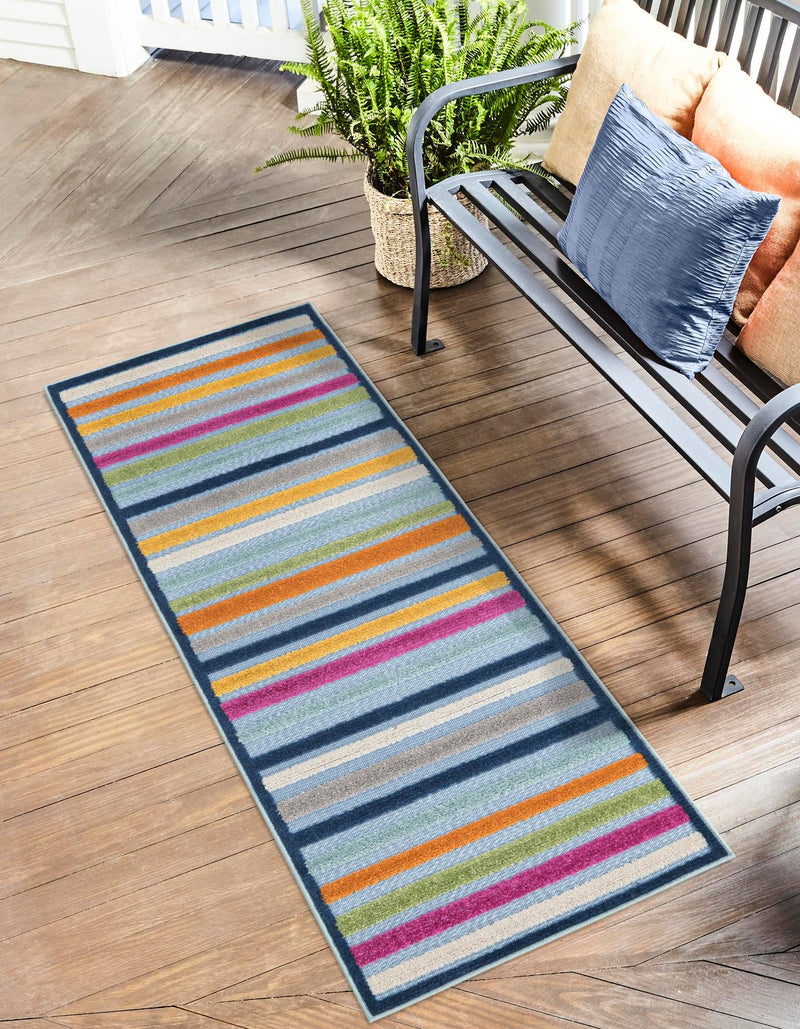 Bahama Breeze Outdoor Collection Area Rug - Exuma Runner Blue lifestyle 147