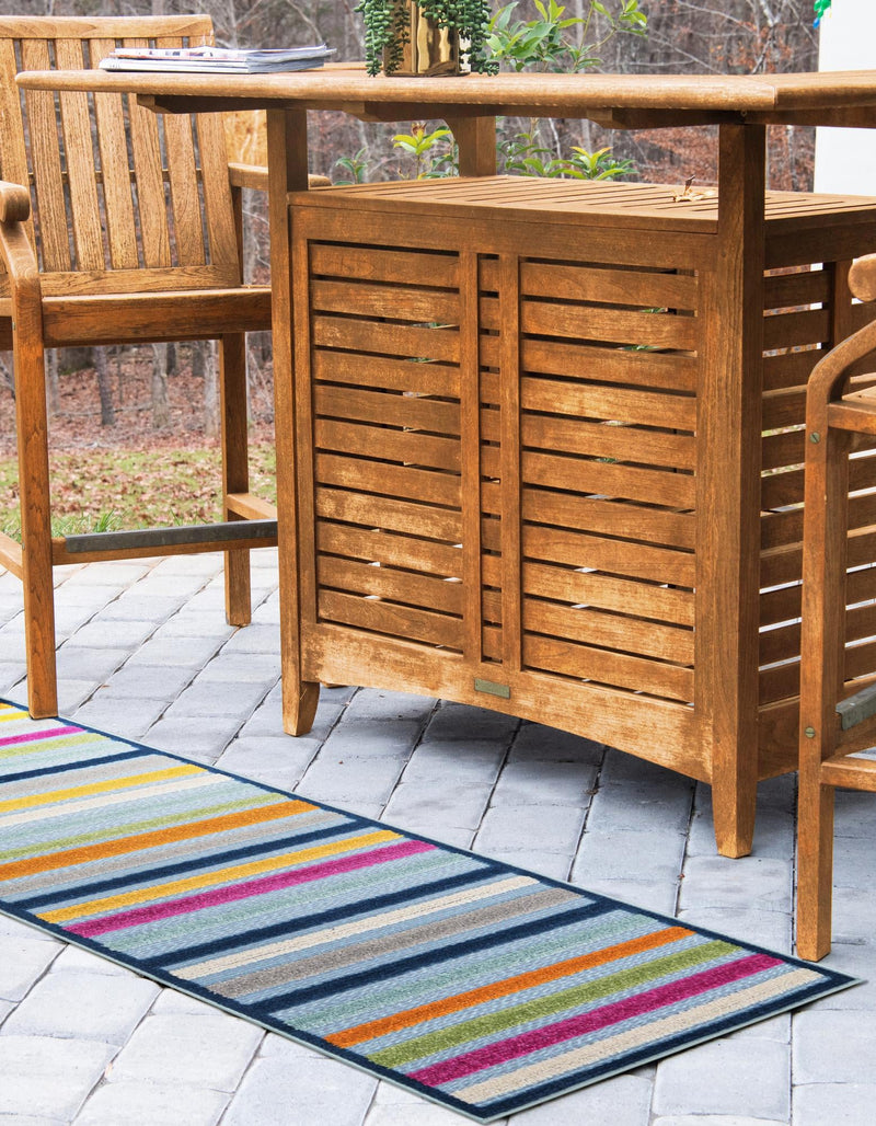 Bahama Breeze Outdoor Collection Area Rug - Exuma Runner Blue lifestyle 195