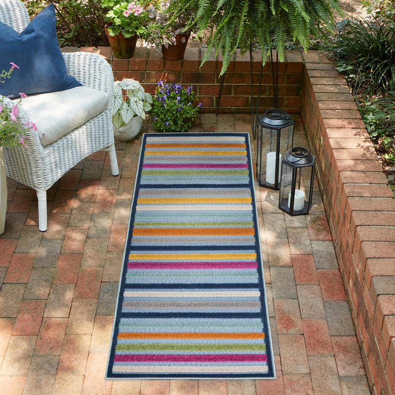 Bahama Breeze Outdoor Collection Area Rug - Exuma Runner Blue lifestyle 114