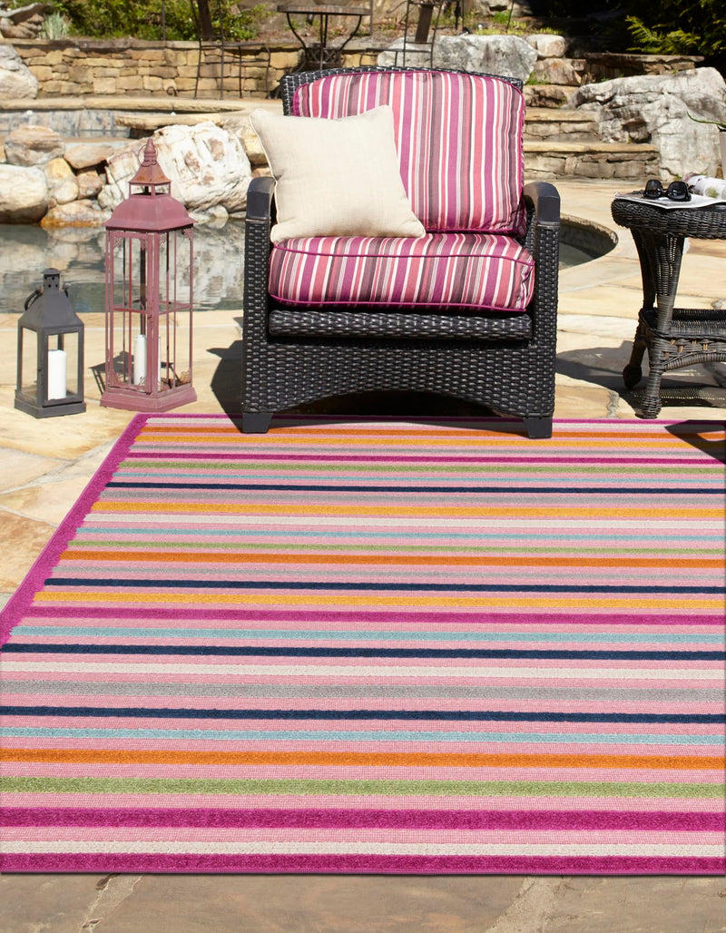 Bahama Breeze Outdoor Collection Area Rug - Exuma Rectangle Pink lifestyle 7