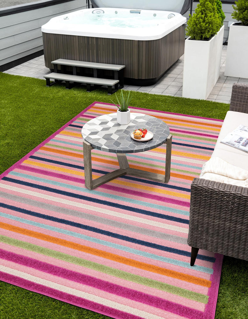 Bahama Breeze Outdoor Collection Area Rug - Exuma Rectangle Pink lifestyle 17