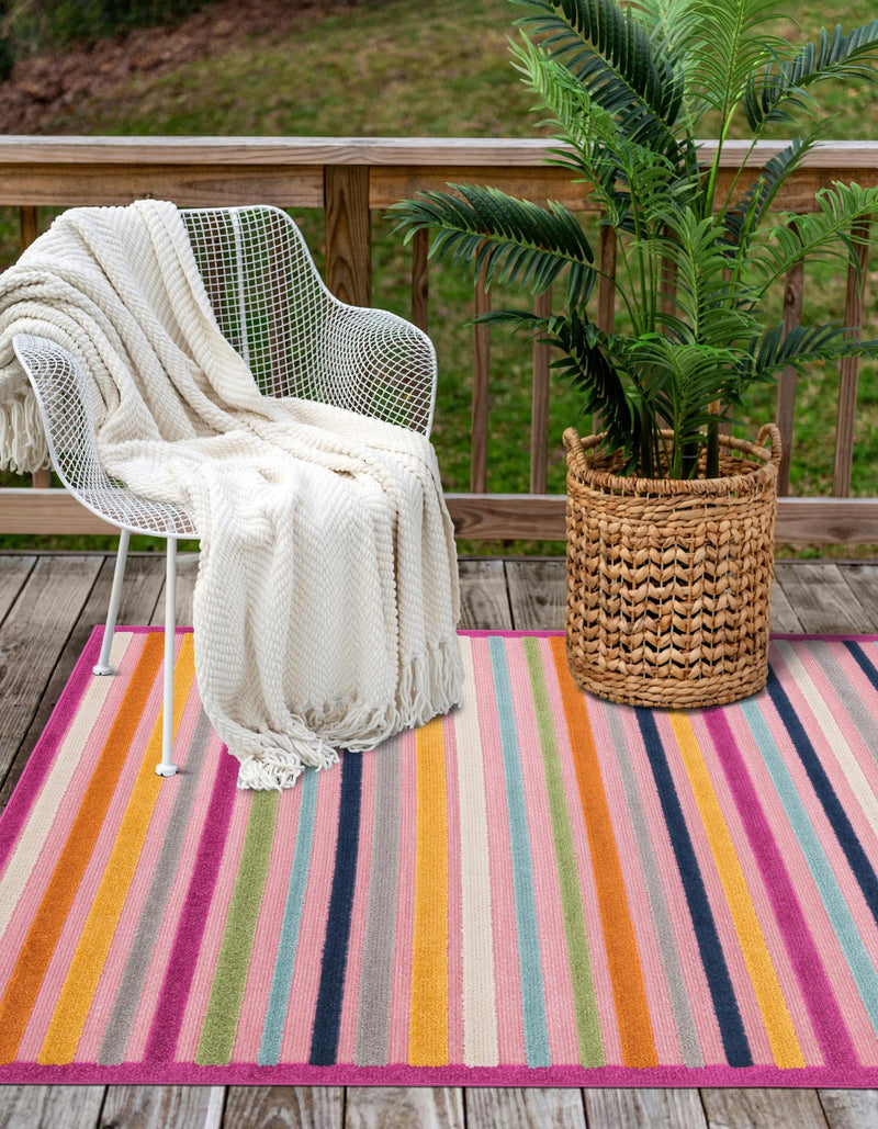 Bahama Breeze Outdoor Collection Area Rug - Exuma Rectangle Pink lifestyle 25