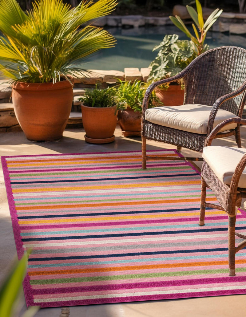 Bahama Breeze Outdoor Collection Area Rug - Exuma Rectangle Pink lifestyle 33
