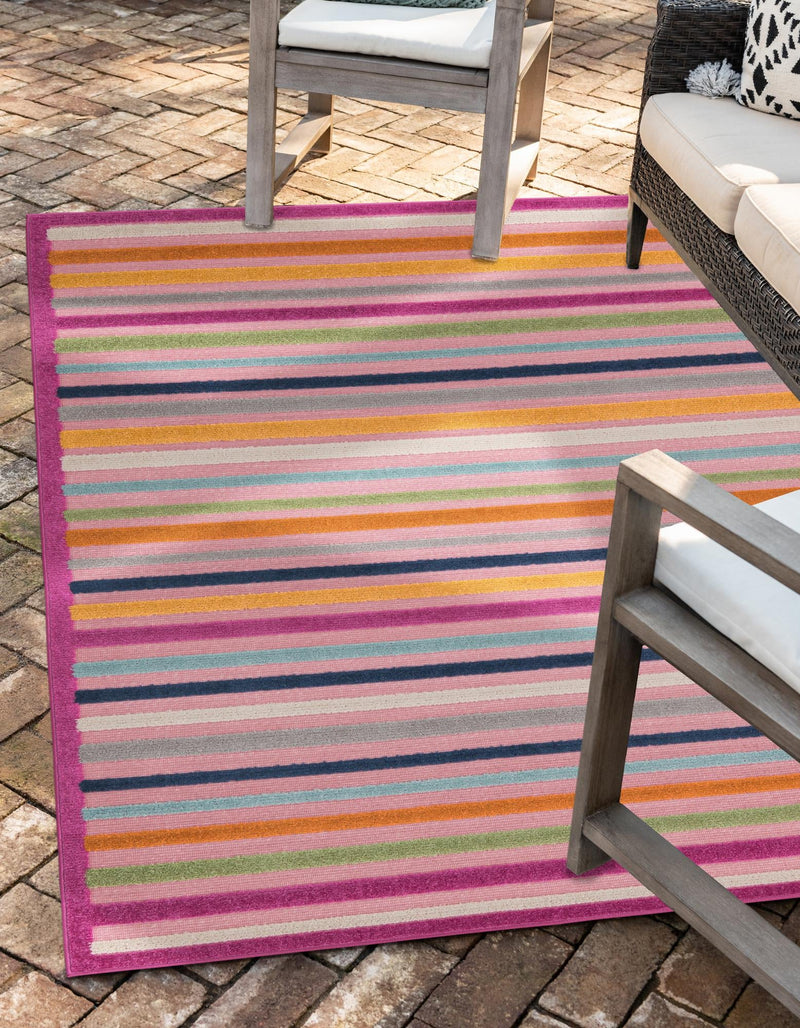 Bahama Breeze Outdoor Collection Area Rug - Exuma Rectangle Pink lifestyle 41