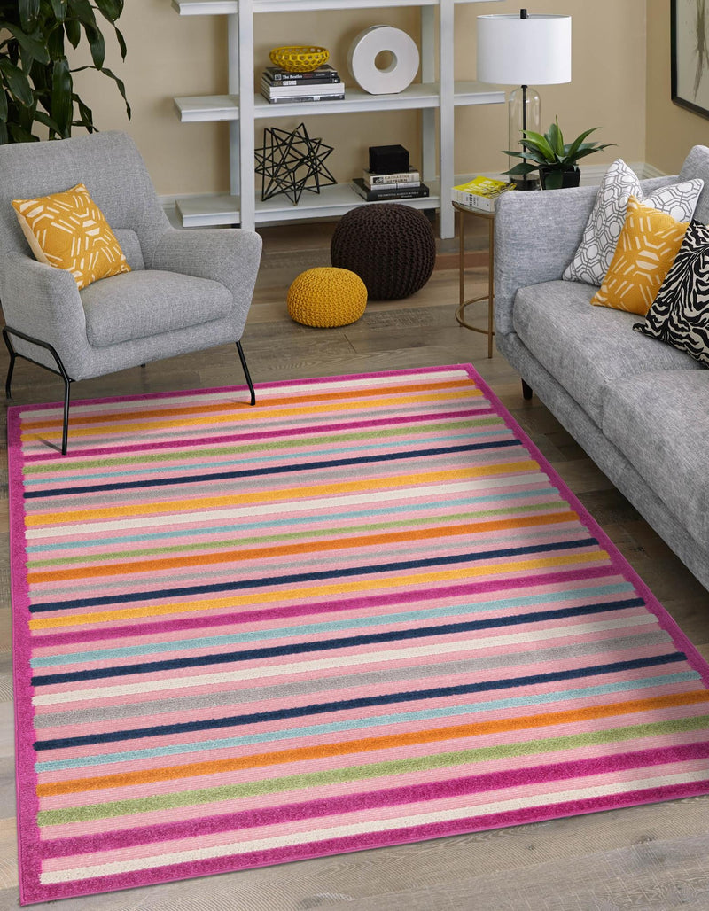 Bahama Breeze Outdoor Collection Area Rug - Exuma Rectangle Pink lifestyle 45