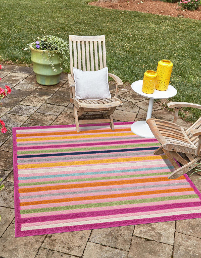 Bahama Breeze Outdoor Collection Area Rug - Exuma Square Pink lifestyle 43