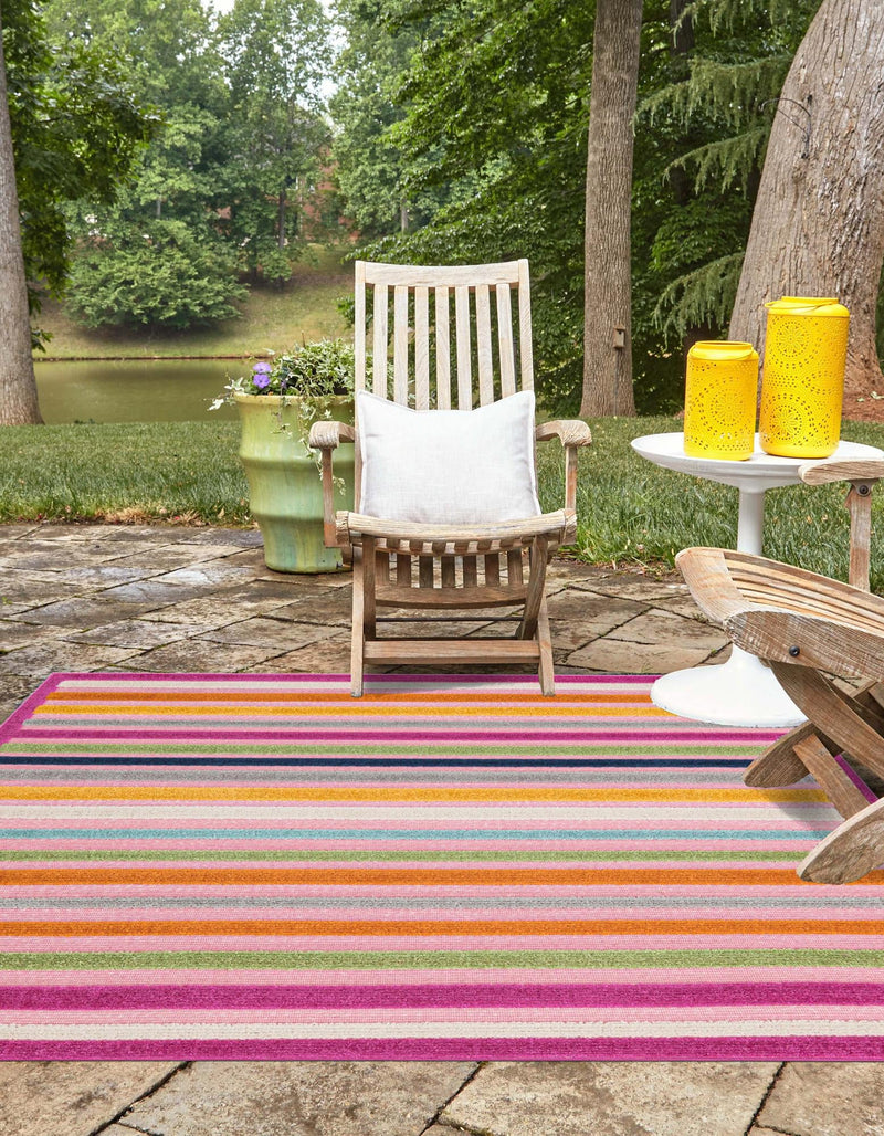 Bahama Breeze Outdoor Collection Area Rug - Exuma Square Pink lifestyle 46