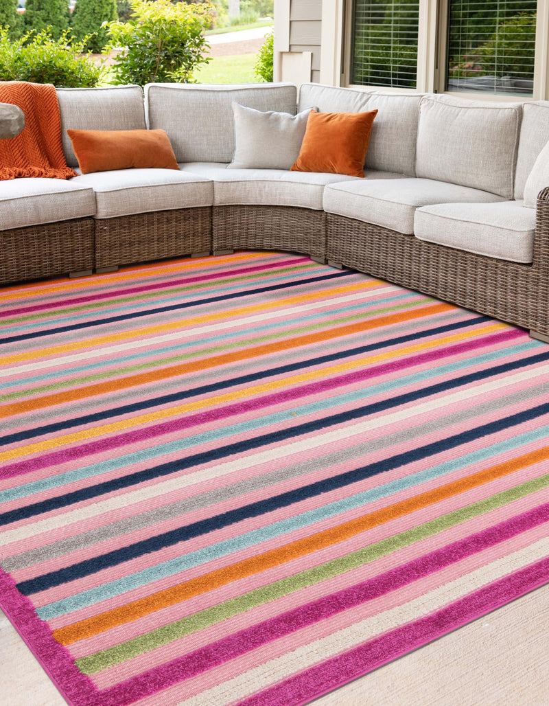Bahama Breeze Outdoor Collection Area Rug - Exuma Square Pink lifestyle 121