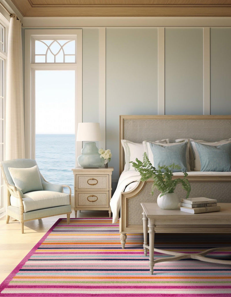 Bahama Breeze Outdoor Collection Area Rug - Exuma Square Pink lifestyle 131