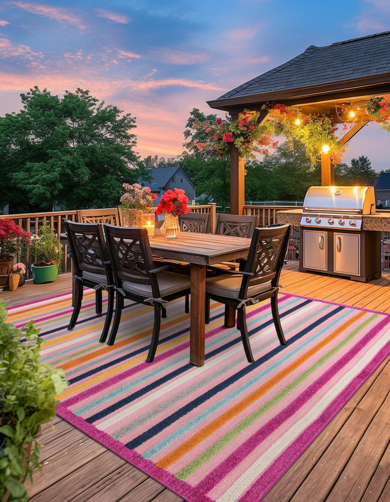 Bahama Breeze Outdoor Collection Area Rug - Exuma Square Pink lifestyle 141