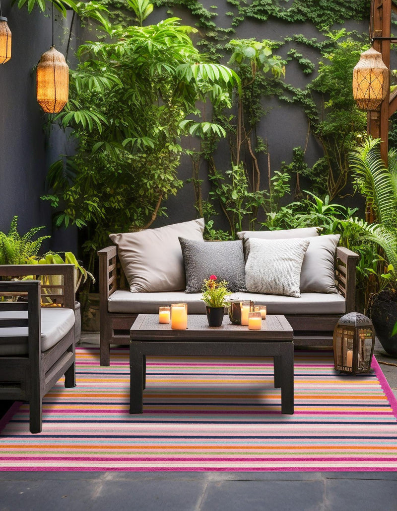 Bahama Breeze Outdoor Collection Area Rug - Exuma Square Pink lifestyle 161