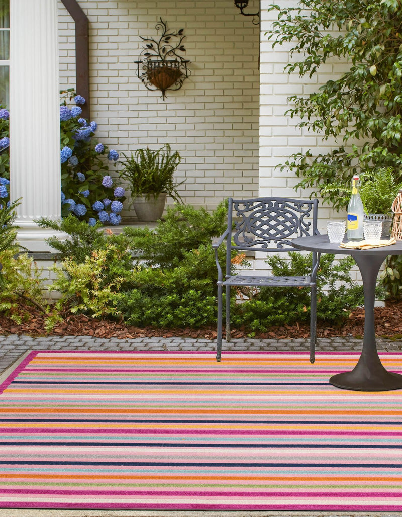 Bahama Breeze Outdoor Collection Area Rug - Exuma Square Pink lifestyle 181