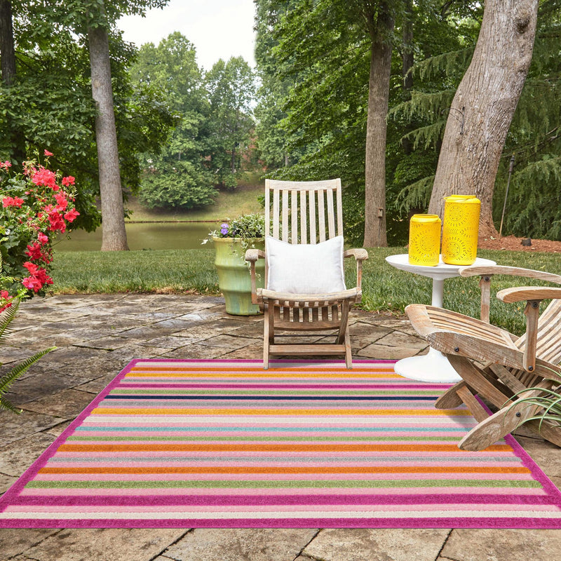 Bahama Breeze Outdoor Collection Area Rug - Exuma Square Pink lifestyle 82