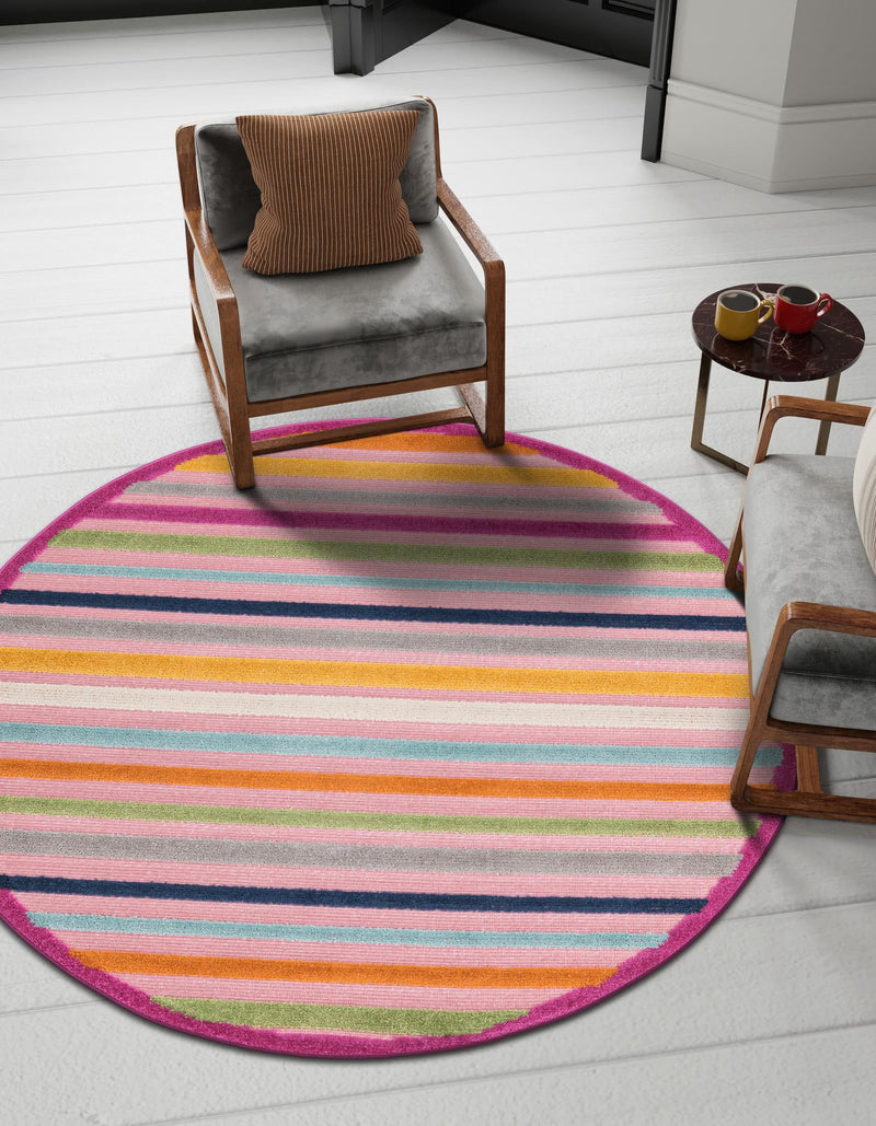Bahama Breeze Outdoor Collection Area Rug - Exuma Round Pink lifestyle 132
