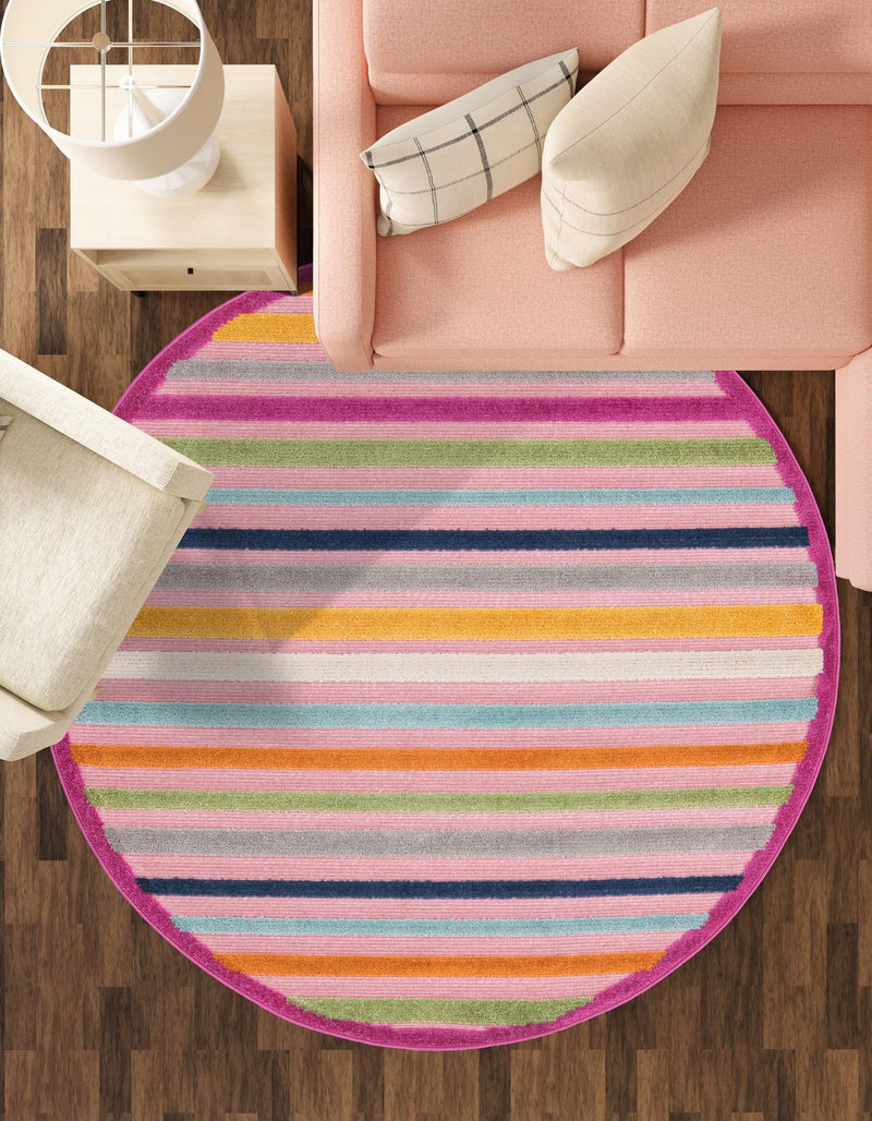 Bahama Breeze Outdoor Collection Area Rug - Exuma Round Pink lifestyle 172
