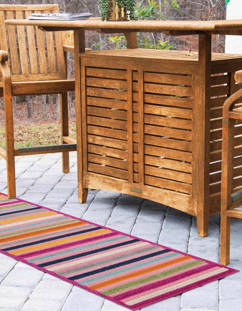 Bahama Breeze Outdoor Collection Area Rug - Exuma Runner Pink lifestyle 148