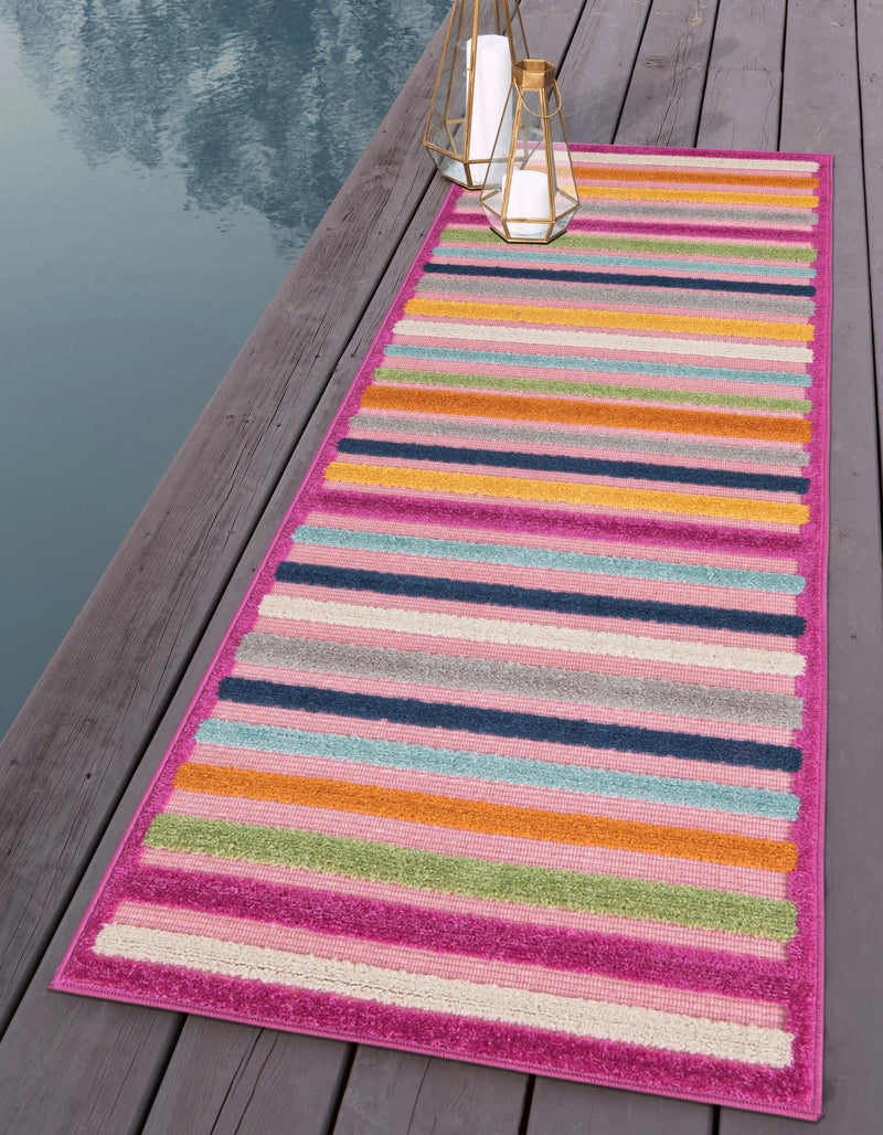 Bahama Breeze Outdoor Collection Area Rug - Exuma Runner Pink lifestyle 172