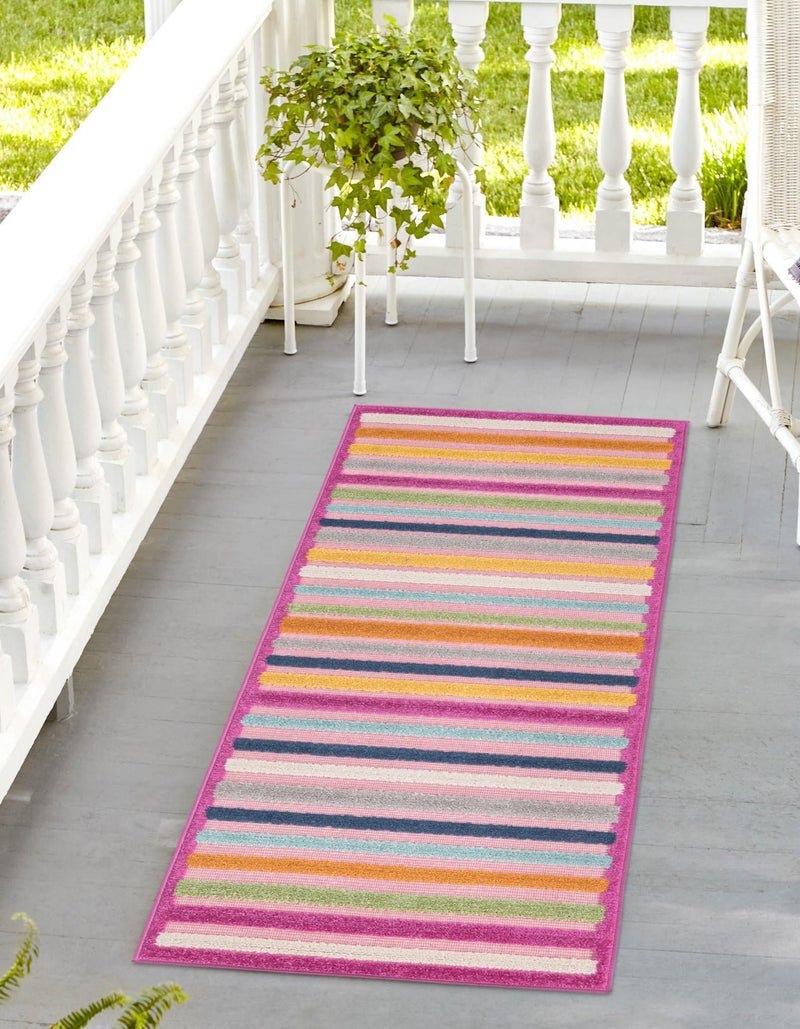 Bahama Breeze Outdoor Collection Area Rug - Exuma Runner Pink lifestyle 196